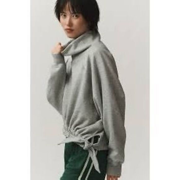 Daily Practice by Anthropologie Gray Cropped Funnel Neck Sweatshirt Size XL - Picture 1 of 8